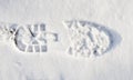 Shoe print in fresh snow