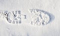 Shoe print in fresh snow Royalty Free Stock Photo