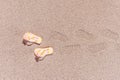 Shoe prints of flip flops at the beach Royalty Free Stock Photo