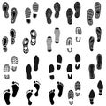 Shoe prints icon vector set. Footprints illustration sign collection. Shoes symbol or logo.