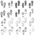 Shoe prints icon vector set. Footprints illustration sign collection. Shoes symbol or logo.
