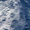 Shoe prints in the snow