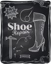 Shoe repair chalkboard.