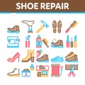 Shoe Repair Equipment Collection Icons Set Vector Royalty Free Stock Photo