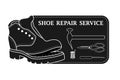 Shoe repair service. Vector image of logo. Trendy concept in old retro style