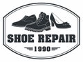 Shoe repair sign. Silhouette of various types of boots and shoes Royalty Free Stock Photo