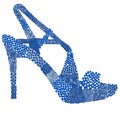 A shoe, sandal, Sandalette, High Heels in silhouette form with pattern, texture full