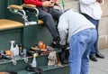 Shoe shiner in NY Royalty Free Stock Photo