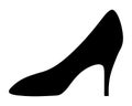 Shoe. Silhouette. Womens shoes with heels. Vector illustration. Outline on an isolated background. Valentines Day, wedding.