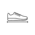 Shoe size icon with line segment. Isolated vector illustration.