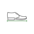 Shoe size with line segment. Isolated vector illustration.