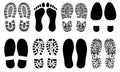 Shoe sole, foot feet, footprints human shoes silhouette vector. Royalty Free Stock Photo