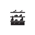 Shoe stand black vector concept icon. Shoe stand flat illustration, sign Royalty Free Stock Photo