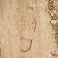 Shoe step left in the sand Royalty Free Stock Photo