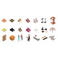 Shoe Work Shop Icons Concept 3d Isometric View. Vector