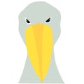 Shoebill stork for antistres page, for coloring book. Grey bird, yellow beak design element