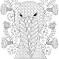 Shoebill stork zenart for antistres page, for adult and children coloring book. Monochrome design