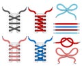 Shoelace tying vector icons Royalty Free Stock Photo