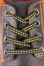 Shoelaces on boot close up. Royalty Free Stock Photo