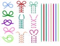 Shoelaces vector shoestring or shoe-laces and fashion accessory for footwear or footgear illustration set of shoes