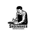 Shoemaker Cobbler Shoe Repair Logo. Vector and Illustration. Royalty Free Stock Photo