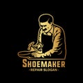 Shoemaker Cobbler Shoe Repair Logo. Vector and Illustration. Royalty Free Stock Photo