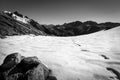 Shoeprints in snow on mountain Royalty Free Stock Photo