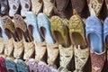 Shoes in arabian style, market of Dubai Royalty Free Stock Photo