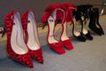 Shoes backstage before the Elisabetta Franchi fashion show