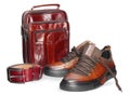 Shoes,bag,belt isolated on white background Royalty Free Stock Photo