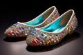 Shoes ballet flats crystals. Generate Ai