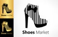 Shoes and bar code. Shoes market logo.