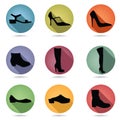 Shoes and boots icon set. Fashion accossories button collection. Royalty Free Stock Photo