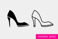 Shoes boutique logo sign. Lady footwear store banner