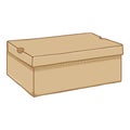 Shoes Box. Cartoon Closed Brown Cardboard Shoebox