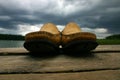 Shoes on the bridge Royalty Free Stock Photo