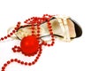Shoes and Christmas ball Royalty Free Stock Photo