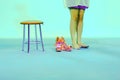 Shoes colored center chair legs woman scene