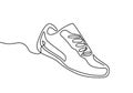 Shoes continuous one line drawing. Sports shoes in a line style. Sneakers isolated on white background. Good for man or woman.