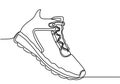 Shoes continuous one line drawing. Sports shoes in a line style. Sneakers isolated on white background. Good for man or woman.