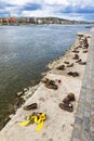 The Shoes on the Danube Bank, Budapest, Hungary - Monument as a memorial of the victims of the Holocaust during WWII Royalty Free Stock Photo