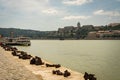 Shoes on the Danube Bank in Budapest, Hungary. Royalty Free Stock Photo