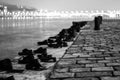 Shoes on the Danube, black and white, Budapest Royalty Free Stock Photo