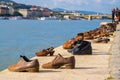Shoes on the Danube Bank near Parlament.  Memorial of the victims of the Holocaust, Budapest, Hungary Royalty Free Stock Photo
