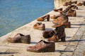 Shoes on the Danube Bank near Parlament.  Memorial of the victims of the Holocaust, Budapest, Hungary Royalty Free Stock Photo