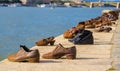 Shoes on the Danube Bank near Parlament. Memorial of the victims of the Holocaust, Budapest, Hungary Royalty Free Stock Photo