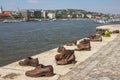 `Shoes on the Danube Embankment` is a monument to the Holocaust of the Jews during the Second World War. Budapest. Hungary. April Royalty Free Stock Photo