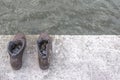 Shoes on the Danube Embankment in Budapest Royalty Free Stock Photo