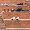 Shoes at the entrance of a mosque Royalty Free Stock Photo
