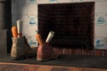 Shoes by the fireplace for the Dutch holiday Sinterklaas Royalty Free Stock Photo